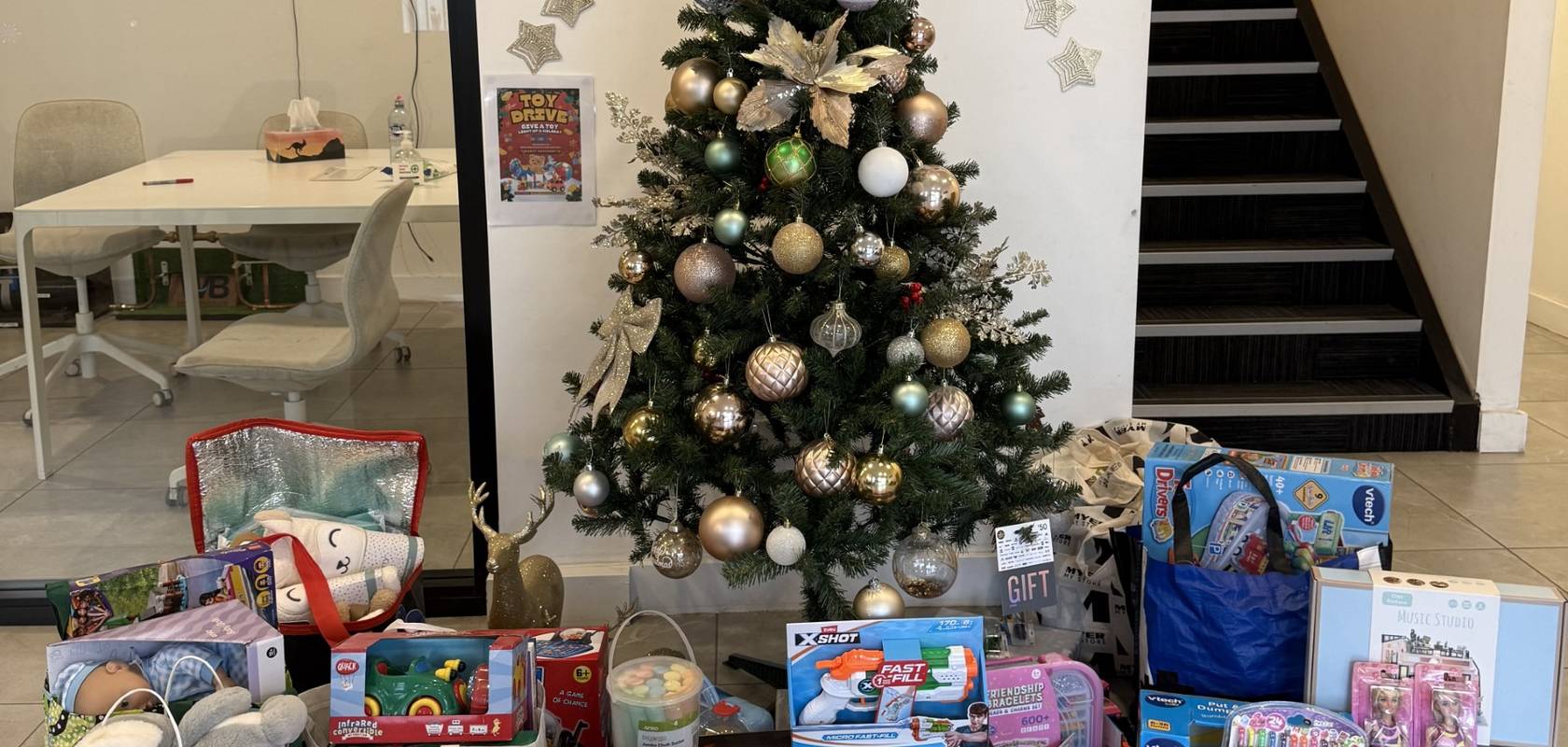 Christmas gifts collected at the WB office for Sydney Children&rsquo;s Hospital.